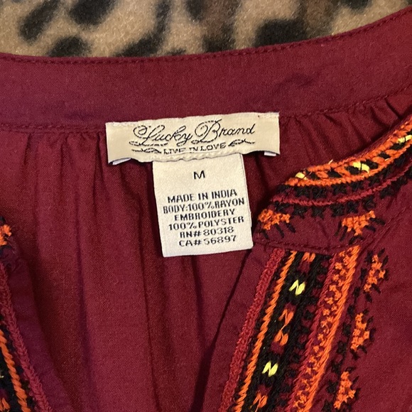 2 for $13 LUCKY BRAND Shirt V-Neck Women's Size M Bohemian Top Lucky Brand Boho - Picture 4 of 11